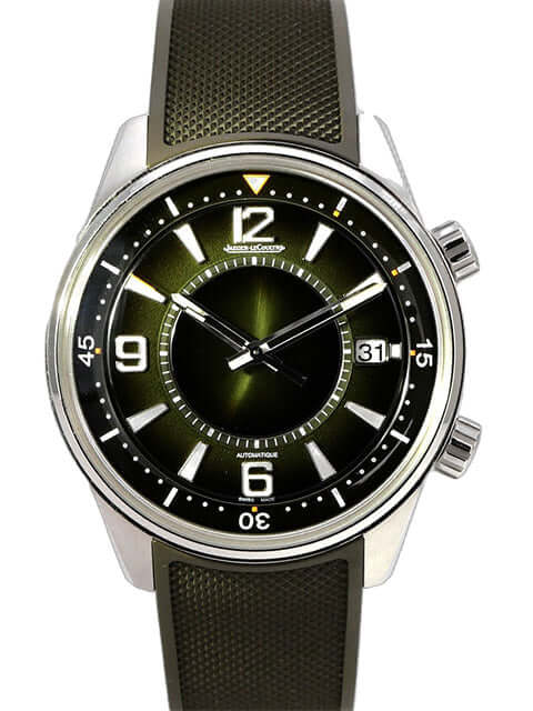Jaeger-LeCoultre Polaris Date Q906863J grüne Automatikuhr aus Edelstahl mit Datumsanzeige und Kautschukband