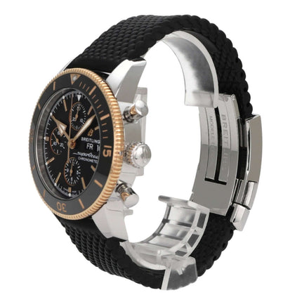 Breitling Superocean Heritage II Chronograph 44 U13313121B1S1, schwarze Taucheruhr mit Kautschukband und Rotgoldlünette