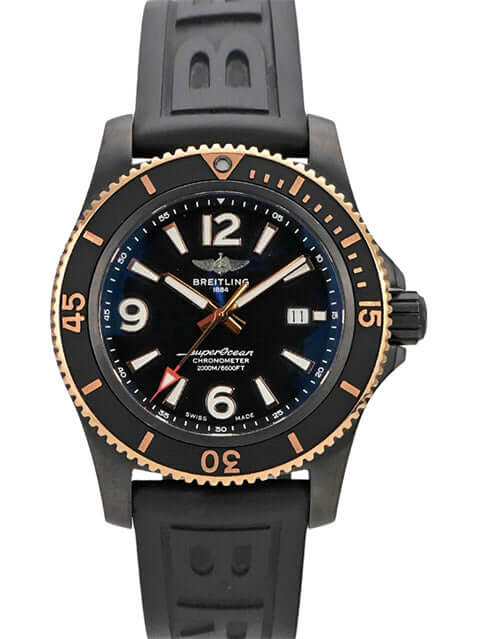 Breitling Superocean Automatic 46 Uhr in DLC-beschichtetem Edelstahl mit schwarzem Zifferblatt und Kautschukband