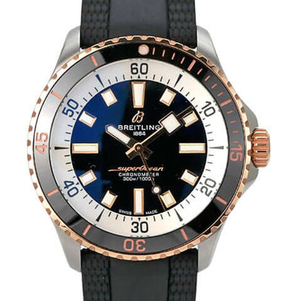 Breitling Superocean Automatic 42 U17375211B1S1 Uhr mit Edelstahl, Rotgold Lünette, schwarzem Zifferblatt und Kautschubband