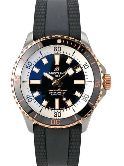 Breitling Superocean Automatic 42 U17375211B1S1 Uhr mit Edelstahl, Rotgold Lünette, schwarzem Zifferblatt und Kautschubband