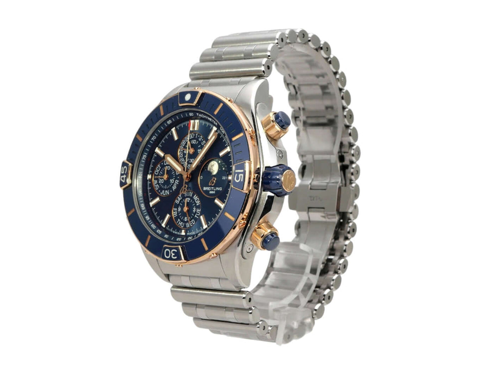 Breitling Super Chronomat 44 Four-Year Calendar U19320161C1U1 mit blauem Zifferblatt und Edelstahl/Rotgold Armband.