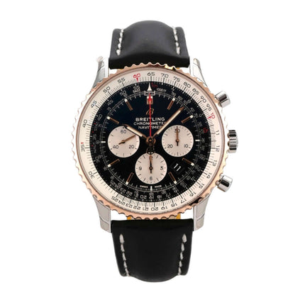 Breitling Navitimer 1 B01 Chronograph 46 UB0127211B1P2 mit schwarzem Zifferblatt und Krokolederband