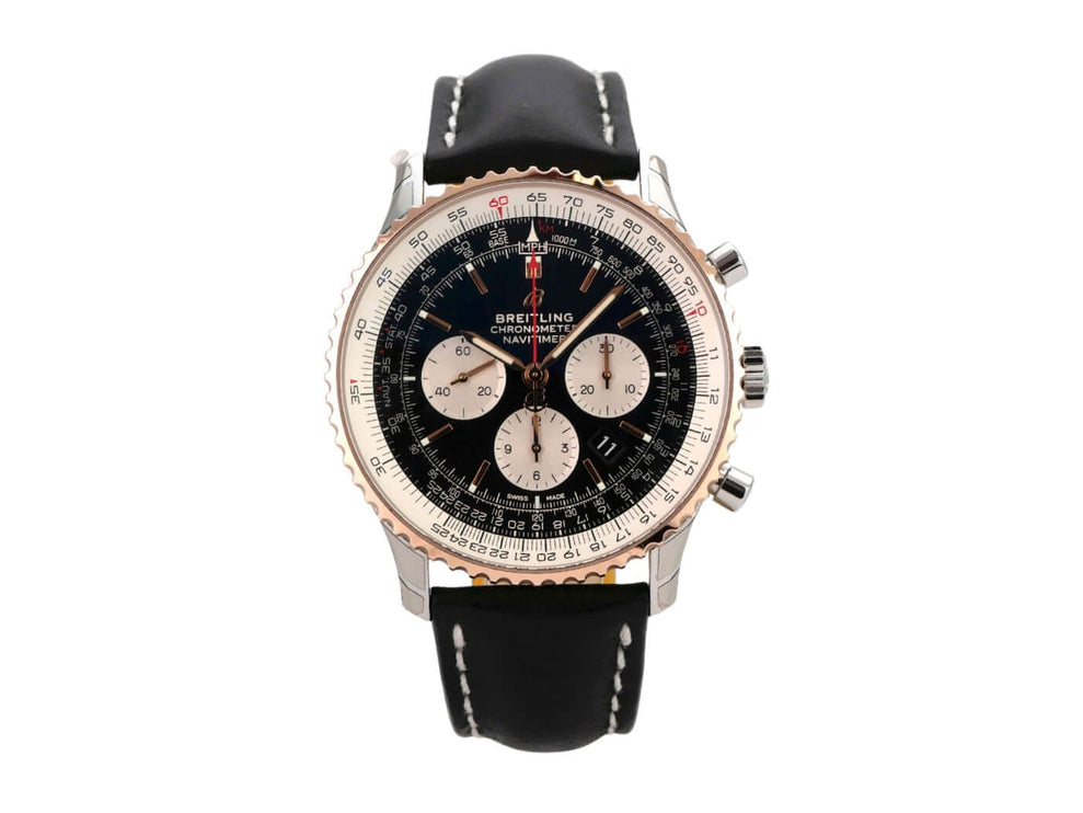Breitling Navitimer 1 B01 Chronograph 46 UB0127211B1P2 mit schwarzem Zifferblatt und Krokolederband