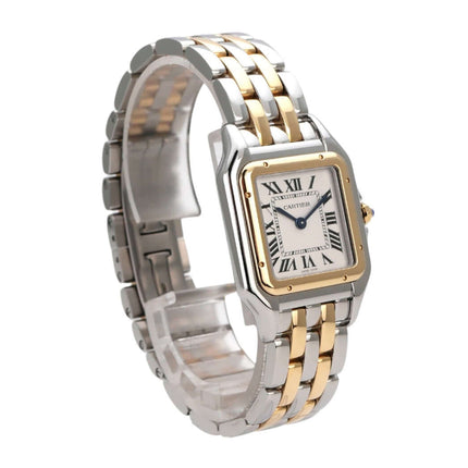 Cartier Panthère de Cartier W2PN0014 Uhr Edelstahl und Gelbgold, silbernes Zifferblatt, römische Ziffern, Quarzwerk.