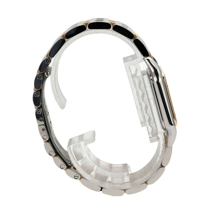 Detailansicht des Edelstahl- und Gelbgoldarmbands der Cartier Panthère de Cartier W2PN0014 Uhr, elegant und modern.