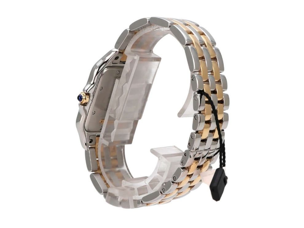 Cartier Panthere de Cartier Edelstahl Gelbgold W2PN0016 - Präsentation der Uhr mit Fokus auf die Quarzwerk-Technologie für präzise Zeitmessung.