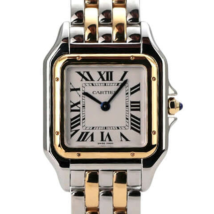 Cartier Panthere de Cartier Edelstahl Gelbgold W2PN0019 Armbanduhr mit silberfarbener Zifferblatt und römischen Ziffern