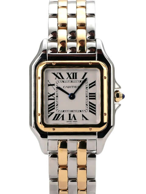 Cartier Panthere de Cartier Edelstahl Gelbgold W2PN0019 Armbanduhr mit silberfarbener Zifferblatt und römischen Ziffern