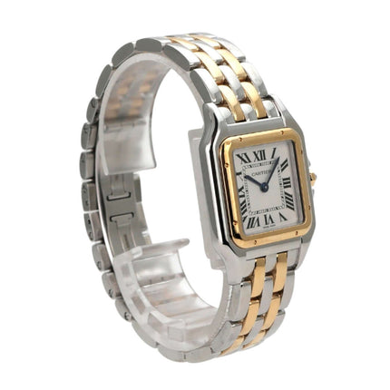 Cartier Panthere de Cartier Edelstahl Gelbgold W2PN0019 detaillierte Ansicht des Armbands und Zifferblatts