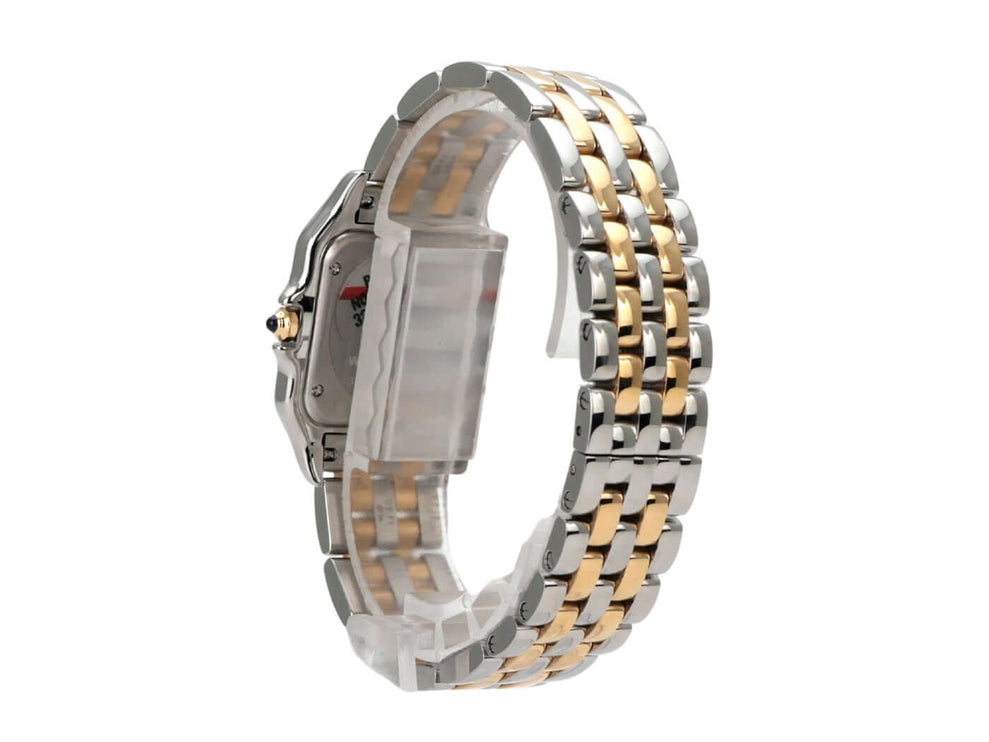 Cartier Panthere de Cartier Edelstahl Gelbgold W2PN0019 Profilansicht des Uhrenarmbands in Edelstahl und Gelbgold.