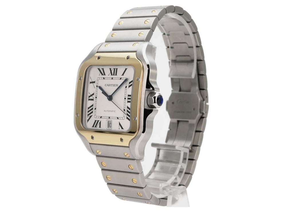 Cartier Santos de Cartier W2SA0009 Edelstahl Gelbgold großes Modell, Luxus-Uhr mit Automatikwerk
