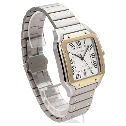 Cartier Santos de Cartier W2SA0009 Edelstahl Gelbgold großes Modell, Luxus-Damenuhr mit Automatikwerk