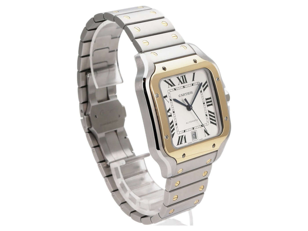 Cartier Santos de Cartier W2SA0009 Edelstahl Gelbgold großes Modell, Luxus-Damenuhr mit Automatikwerk