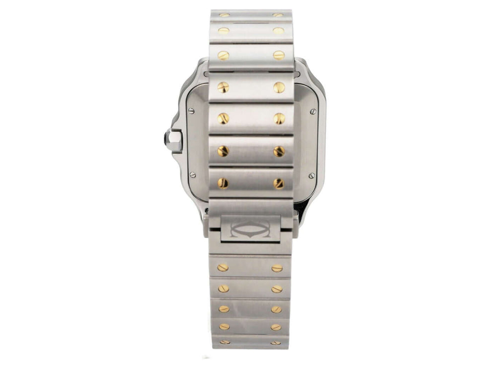 Cartier Santos de Cartier W2SA0009 Edelstahl Gelbgold großes Modell, Rückseite mit Stahl-Gelbgold-Armband