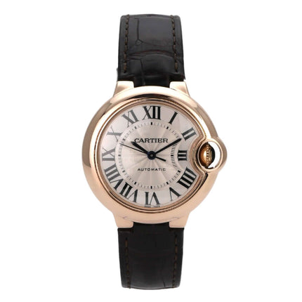 Cartier Ballon Bleu de Cartier W6920097 Rotgold Leder, 33mm Gehäuse, braunes Lederarmband, römische Ziffern