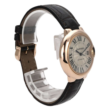 Cartier Ballon Bleu de Cartier W6920097 Rotgold Leder mit braunem Lederarmband und silbernem Zifferblatt