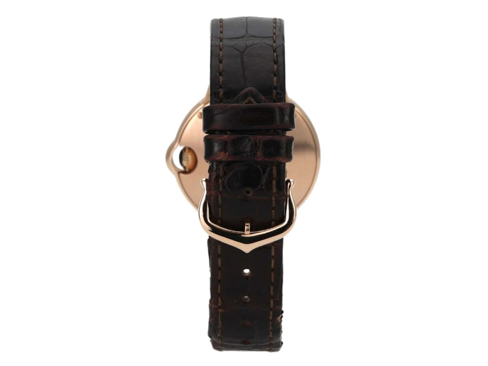 Cartier Ballon Bleu de Cartier W6920097 Rotgold Leder, Rückansicht des Armbands in braunem Leder.