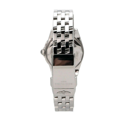 Breitling Galactic 29 W72348121B2A1 Ansicht des Edelstahlarmbands und Gehäuse rückseitig mit Faltschließe.