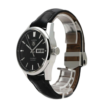 TAG Heuer Carrera Automatik Day-Date WAR201A.FC6266 mit schwarzem Lederband und elegantem Zifferblatt