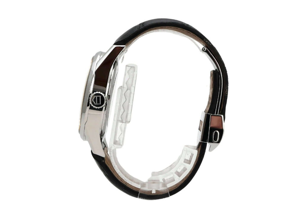 TAG Heuer Carrera Automatik Day-Date WAR201A.FC6266 seitliche Ansicht mit braunem Lederband