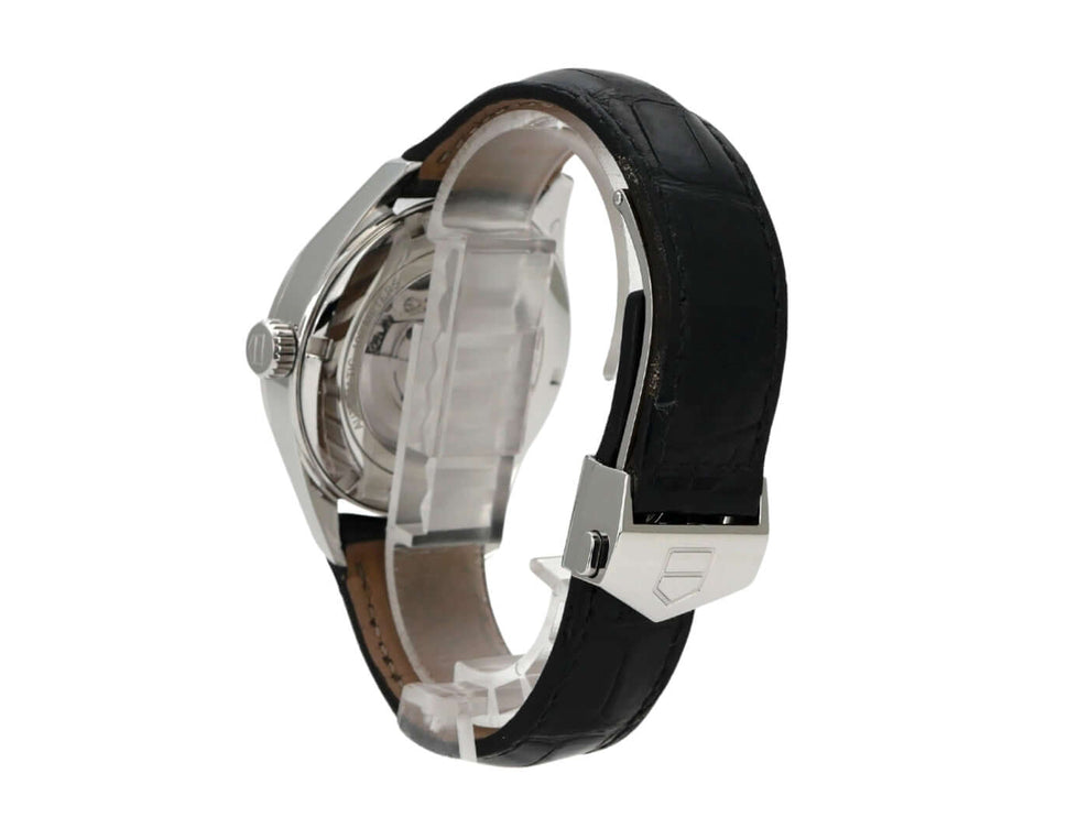 TAG Heuer Carrera Automatik Day-Date WAR201A.FC6266 Armbanduhr mit rotem Lederarmband seitliche Ansicht