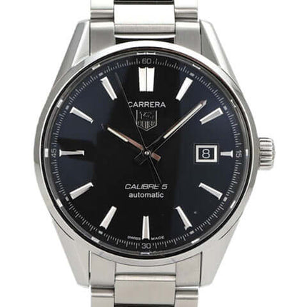 TAG Heuer Carrera Automatik Calibre 5 WAR211A.BA0782 Edelstahl Uhr mit schwarzem Zifferblatt und Datum