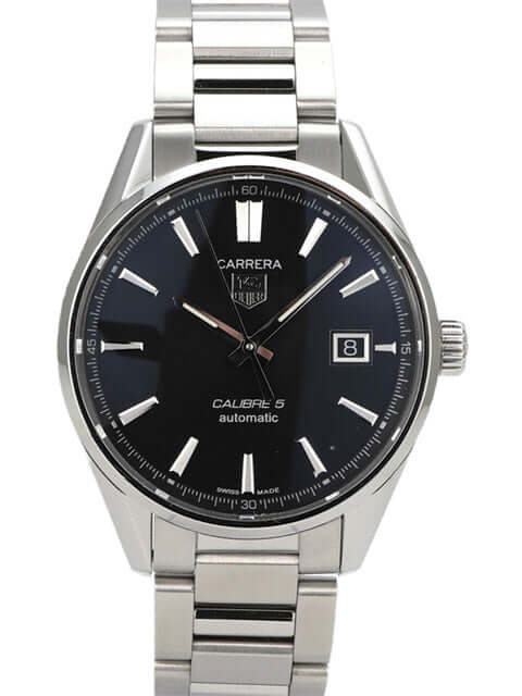 TAG Heuer Carrera Automatik Calibre 5 WAR211A.BA0782 Edelstahl Uhr mit schwarzem Zifferblatt und Datum