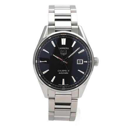 TAG Heuer Carrera Automatik Calibre 5 WAR211A.BA0782 mit schwarzem Zifferblatt und Edelstahlarmband