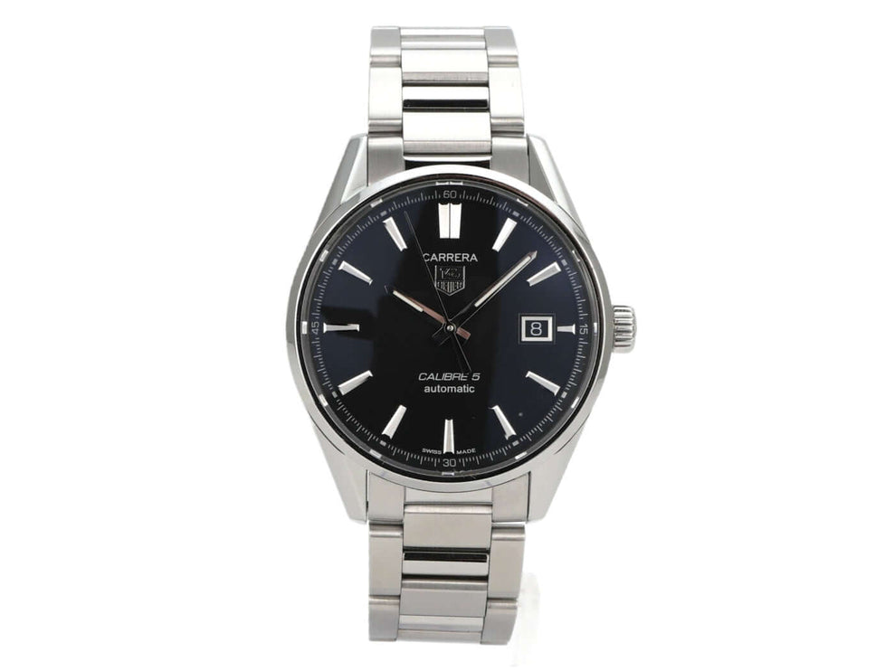 TAG Heuer Carrera Automatik Calibre 5 WAR211A.BA0782 mit schwarzem Zifferblatt und Edelstahlarmband