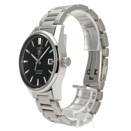 TAG Heuer Carrera Automatik Calibre 5 WAR211A.BA0782 Edelstahlarmband, schwarzes Zifferblatt, 39 mm