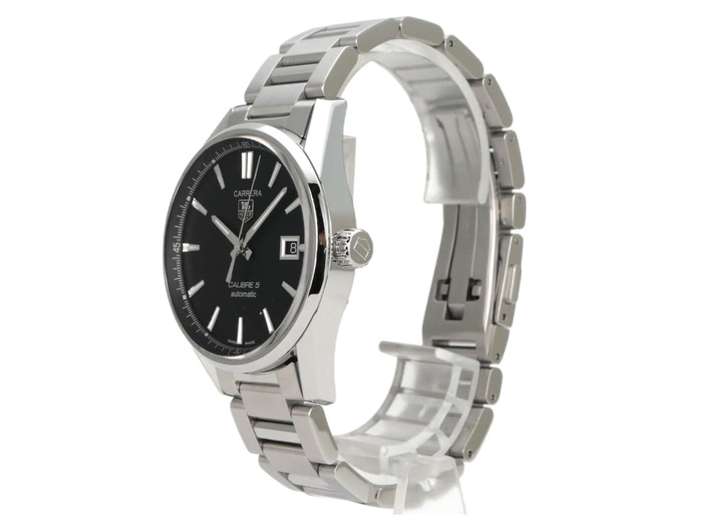 TAG Heuer Carrera Automatik Calibre 5 WAR211A.BA0782 Edelstahlarmband, schwarzes Zifferblatt, 39 mm
