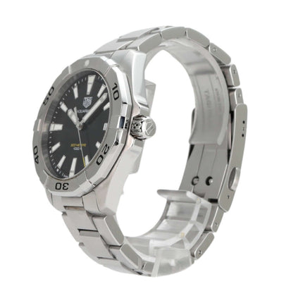 TAG Heuer Aquaracer 300M Quarz 41 WBD1110.BA0928 Edelstahl Uhr mit schwarzem Zifferblatt und drehbarer Lünette.