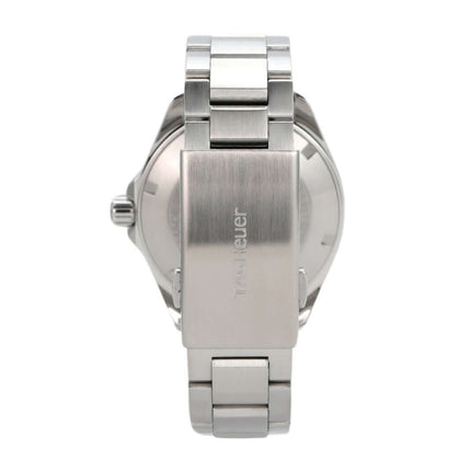 Rückansicht der TAG Heuer Aquaracer 300M Quarz 41 WBD1110.BA0928 mit poliertem Edelstahlarmband.