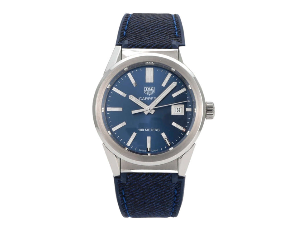 TAG Heuer Carrera WBG1310.FT6115 Uhr mit blauem Zifferblatt und blauer Band. Robust und elegant.