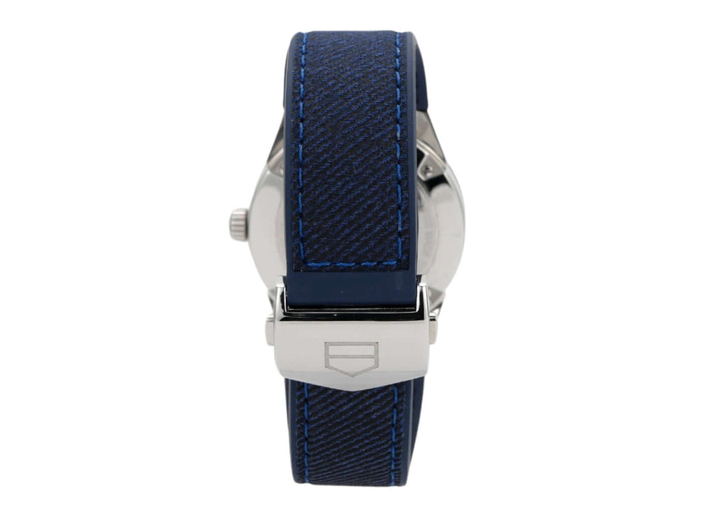 TAG Heuer Carrera WBG1310.FT6115 Uhr mit blauem Kautschuk/Lederarmband und Edelstahl-Faltschließe.