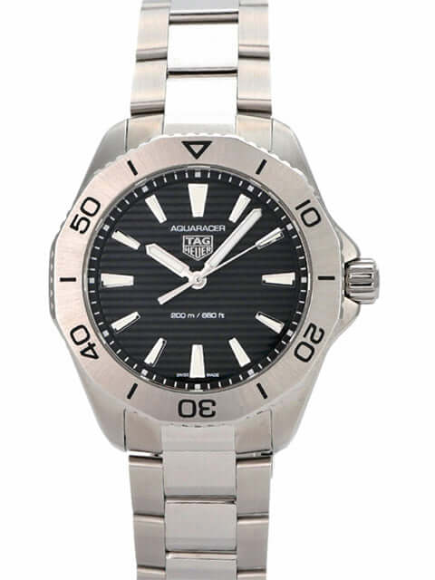 TAG Heuer Aquaracer Professional 200 WBP1110.BA0627 Edelstahl-Uhr mit schwarzem Zifferblatt und Leuchtindizes.