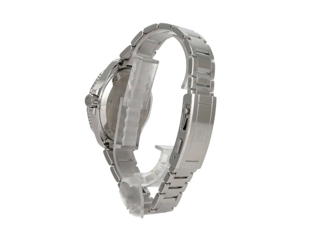 TAG Heuer Aquaracer Professional 300 Date WBP5110.BA0013 Armbanduhr seitliche Ansicht in Edelstahl mit Faltschließe.
