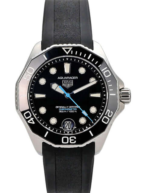TAG Heuer Aquaracer Professional 300 Date WBP5110.FT6257 mit schwarzem Zifferblatt und Kautschukband