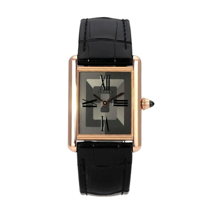 Cartier Tank Louis Cartier Large WGTA0092 mit schwarzem Lederband und grauem Zifferblatt