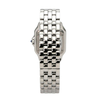 Seitenansicht der Cartier Panthere de Cartier WSPN0015 mit Edelstahlarmband und poliertem Gehäuse.