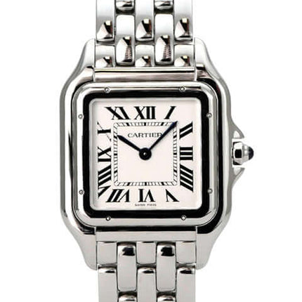 Cartier Panthere de Cartier WSPN0016 elegante Armbanduhr mit Edelstahlarmband und klassischem Zifferblatt.