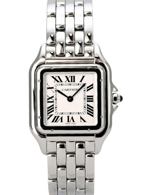 Cartier Panthere de Cartier WSPN0016 elegante Armbanduhr mit Edelstahlarmband und klassischem Zifferblatt.