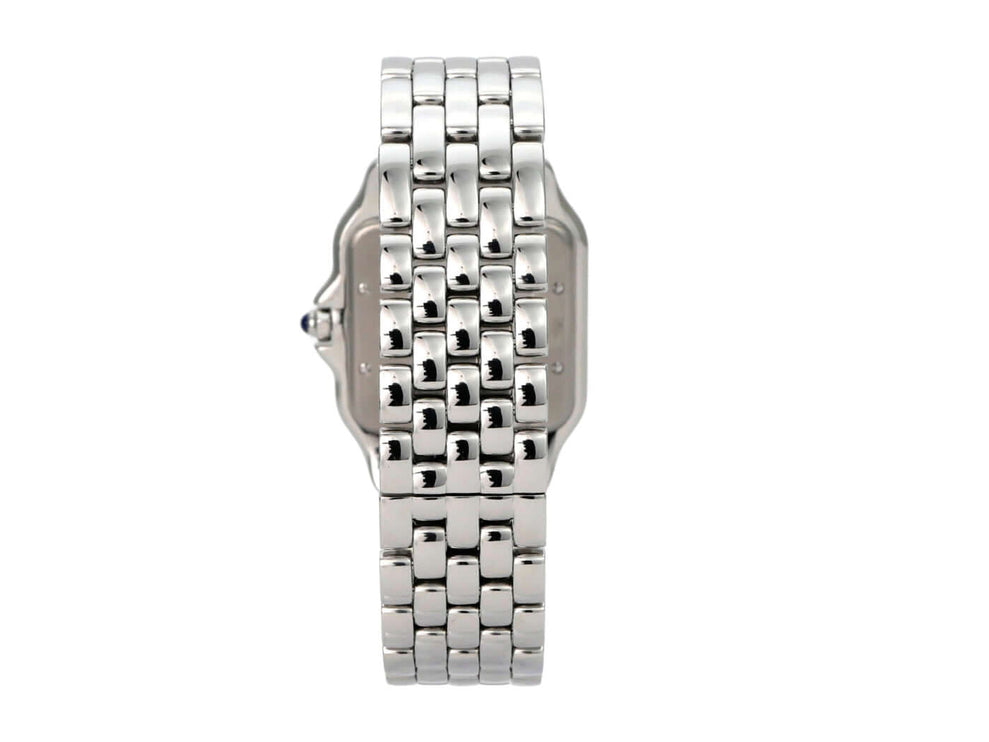 Cartier Panthere de Cartier WSPN0016 Edelstahlarmbandansicht, elegantes Design, polierte Oberfläche.