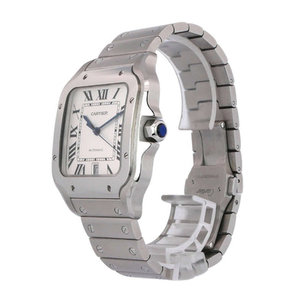 Cartier Santos de Cartier WSSA0018, Edelstahl, silberfarbenes Zifferblatt, Automatikwerk, 39,8 mm Gehäusedurchmesser.