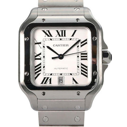 Cartier Santos de Cartier WSSA0018 Edelstahl Armbanduhr mit silberfarbenem Zifferblatt, römischen Ziffern und Edelstahlband