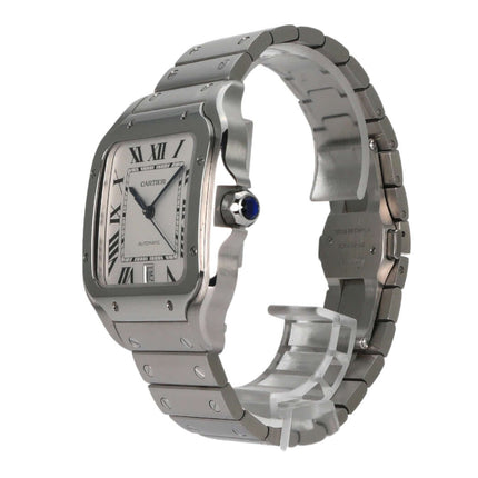 Cartier Santos de Cartier WSSA0018 Edelstahlarmbanduhr mit silberfarbenem Zifferblatt und gebläuten Stahlszeigern