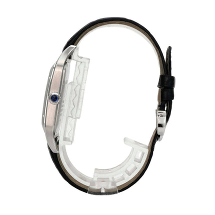 Cartier Santos-Dumont XL Modell WSSA0032 aus Edelstahl mit blauem Lederband und Quarzwerk
