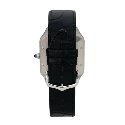 Cartier Santos-Dumont XL Modell WSSA0032 mit Edelstahlgehäuse und blauem Lederband