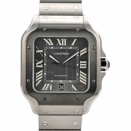 Cartier Santos de Cartier WSSA0037 großes Modell, Edelstahl mit schwarzem Zifferblatt und automatischem Uhrwerk